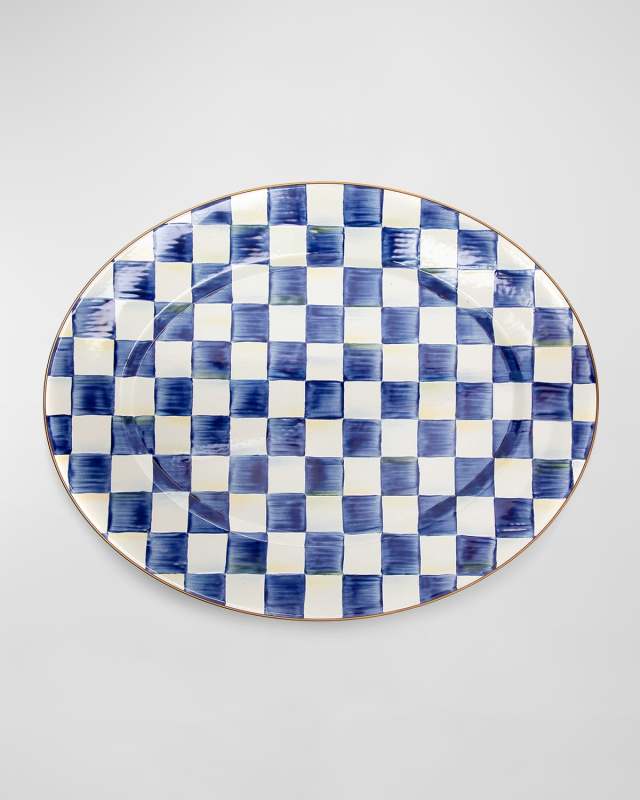 22" Royal Check Enamel Oval Platter